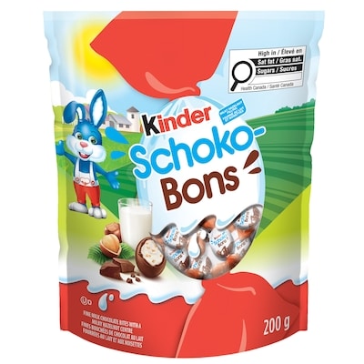 Kinder Schoko-bons, fine milk chocolate pieces with a milky and hazelnut filling, Easter Chocolate, Sharing pouch 200 g, $3.50/100g