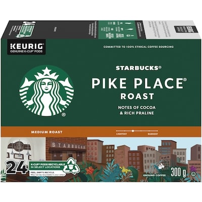 Starbucks Dosettes K-Cup de café moulu à torréfaction moyenne Pike Place 24 ea, 1,12 $/1ch