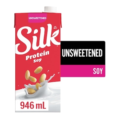 Silk Soy Milk Alternative, Unsweetened, Dairy Free, Shelf Stable, 8g of Protein 946 ml, $0.29/100ml