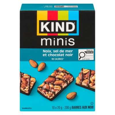 Kind Mini-barres Noix, sel de mer et chocolat noir 200 g, 5,50 $/100g