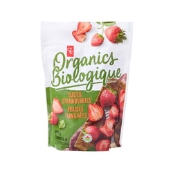 PC Organics Organic Sliced Strawberries 600 g, $1.42/100g
