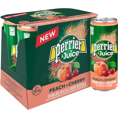 Perrier Sparkling Peach And Cherry Beverage 6x330.0 ml, $0.43/100ml