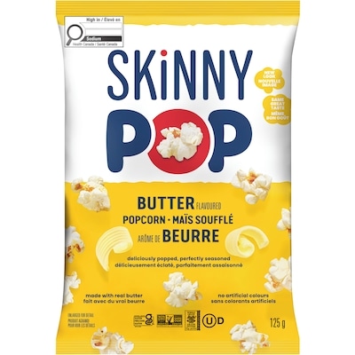 SkinnyPop Popcorn Popcorn Butter Flavoured 125 g, $3.59/100g