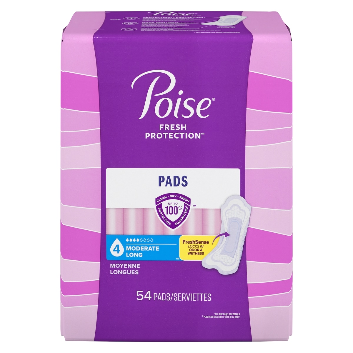 Poise Serviettes d’incontinence, longue, 54 unités 54 ea, 0,37 $/1ch