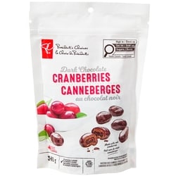 President's Choice Dark Chocolate Covered Cranberries 340 g, $2.64/100g