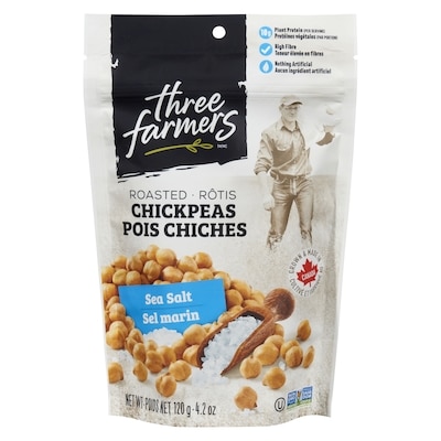 Three Farmers Pois chiches rôtis légèrement salés 120 g, 3,33 $/100g