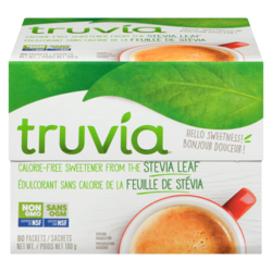Truvia Édulcorant sans calories élaboré à partir de feuilles de stévia en sachets 160 g, 6,24 $/100g