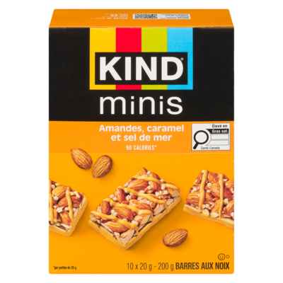 Kind Mini-barres Amandes, caramel et sel de mer 200 g, 5,50 $/100g
