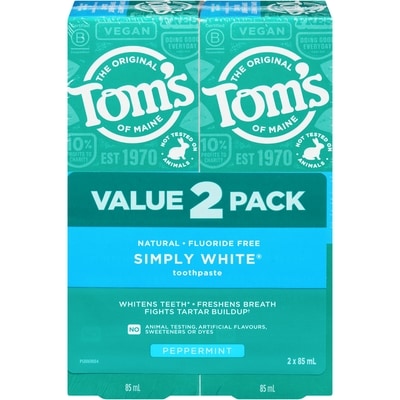 Tom's of Maine Luminous White Natural Whitening Toothpaste with Fluoride, Clean Mint 85 ml, $11.75/100ml