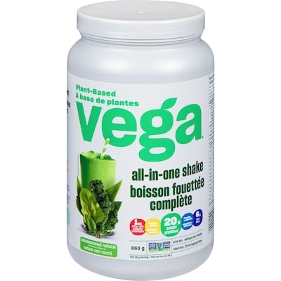 Vega All-in-One Protein Powder, Stevia Free Natural 860 g, $7.32/100g