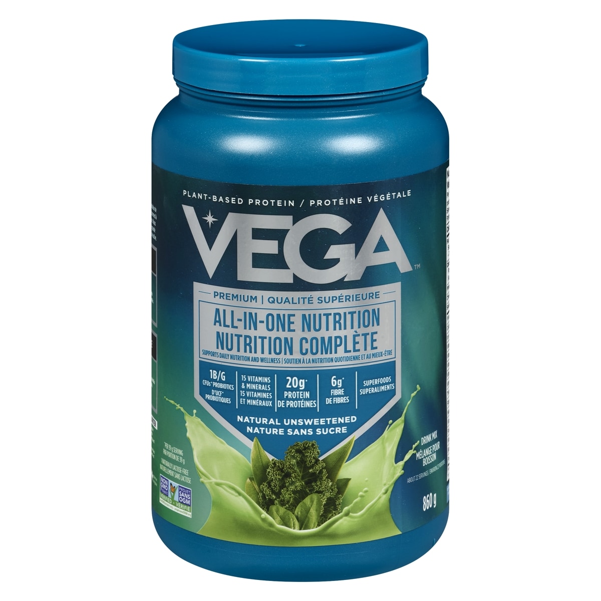 Vega All-in-One Protein Powder, Stevia Free Natural