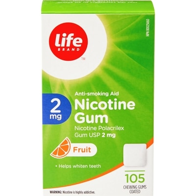 Life Brand Fruit Nicotine Gum 2 mg 105 Chewing Gums 105 ea, $0.36/1ea