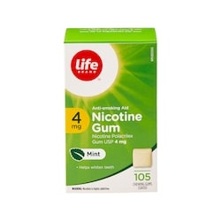 Life Gomme de nicotine 4 mg à saveur de menthe, 105 gommes à mâcher 105 ea, 0,36 $/1ch