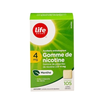 Gomme de nicotine 4&nbsp;mg à saveur de menthe, 105&nbsp;gommes à mâcher