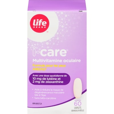 Life i-care multivitamine oculaire, 60 caplets 60 ea, 0,31 $/1ch