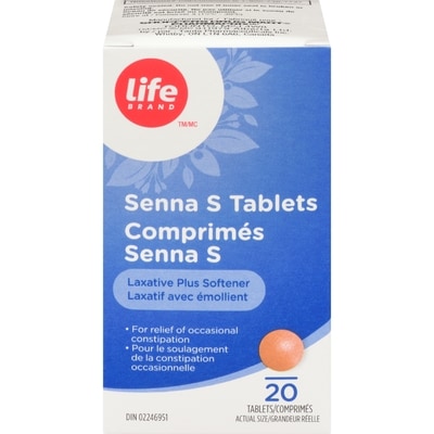 Life Laxatif à base de séné, Senna-S 20 ea, 0,27 $/1ch