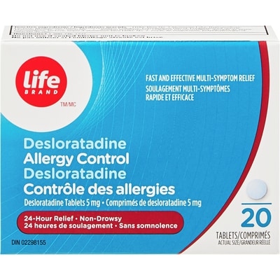 Life Desloratadine pour le contrôle des allergies, 20 comprimés de 5 mg 20 ea, 1,00 $/1ch