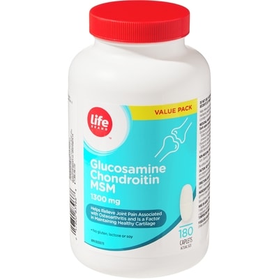 Life Brand Glucosamine Chondroitin MSM 1300 mg 180 Caplets Value Pack 180 ea, $0.17/1ea