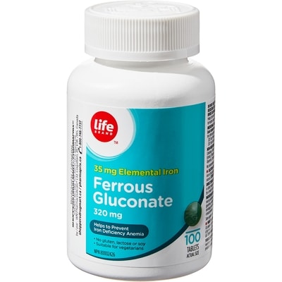 Life Brand Ferrous Gluconate 320Mg 100 Tabs 100 ea, $0.08/1ea