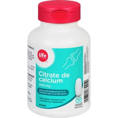 Life Citrate de calcium, 300 mg, 120 comprimés 120 ea, 0,08 $/1ch