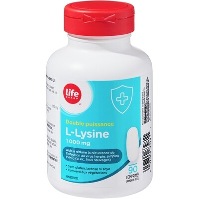 L-lysine double puissance, 90 comprimés de 1000 mg