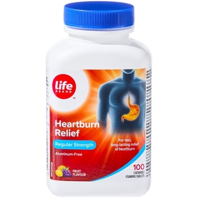 Life Brand Regular Strength Fruit Flavour Heartburn Relief 100 Tablets 100 ea, $0.16/1ea