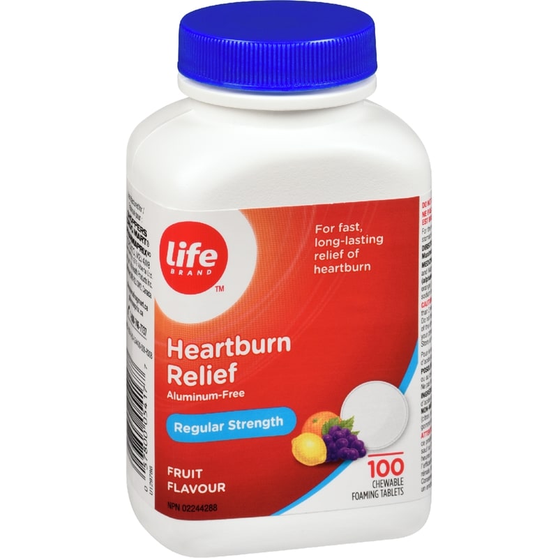 Regular Strength Fruit Flavour Heartburn Relief 100 Tablets