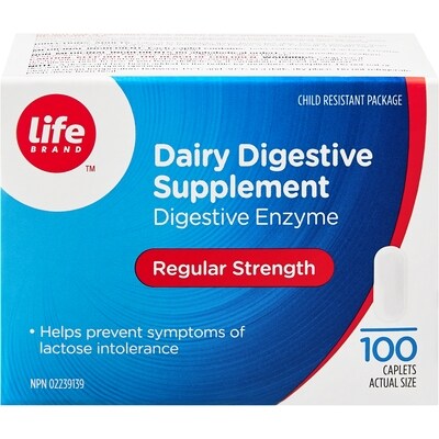 Life Intolérance aux produits laitiers, régulier 100 ea, 0,22 $/1ch