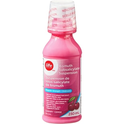 Life Brand Regular Strength Cherry Bismuth Subsalicylate Suspension  230 ml, $0.03/1ea