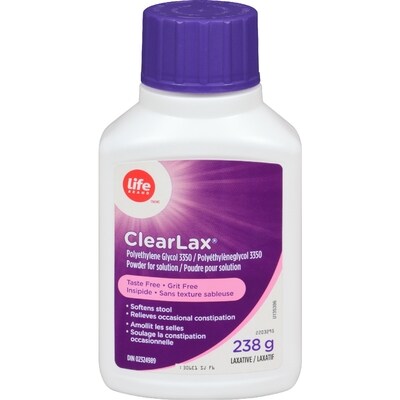 Life Poudre ClearLax pour solution orale de polyéthylène glycol 3350 238 g, 0,06 $/1ch