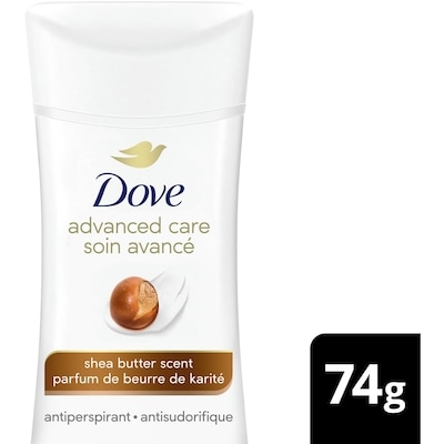 Dove Advanced Care Antiperspirant Shea Butter Scent 74 g, $10.80/100g