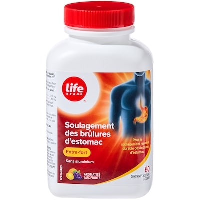Extra Strength Fruit Flavour Heartburn Relief 60 Chewable Foaming Tablets