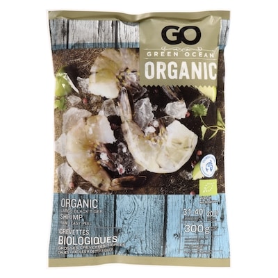 Green Ocean Shrimp Organic Large Black Tiger 300 g, $4.66/100g
