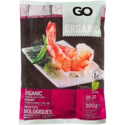 Green Ocean Shrimp Organic Large Black Tiger 300 g, $5.66/100g