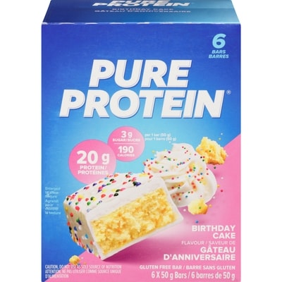 Pure Protein Barre protéinée, gâteau d’anniversaire, format économique 6x50.0 g, 4,00 $/100g