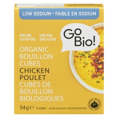 Go Bio Cubes de bouillon de poulet biologique, sans sel ajouté 54 g, 7,39 $/100g