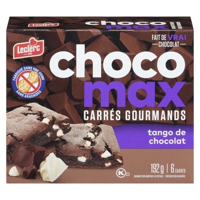Leclerc Chocomax carrés gourmands tango de chocolat, 6 carrés 192 g, 2,34 $/100g