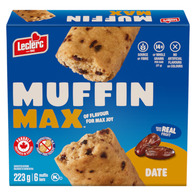 Leclerc Muffin Bars Date 223 g, $1.25/100g