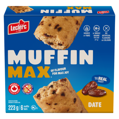 Leclerc Muffin Bars Date 223 g, $1.48/100g