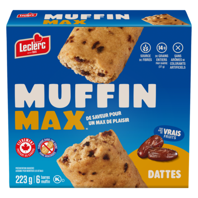 Leclerc Barres Muffin Max Chocomax aux dattes 223 g, 2,01 $/100g