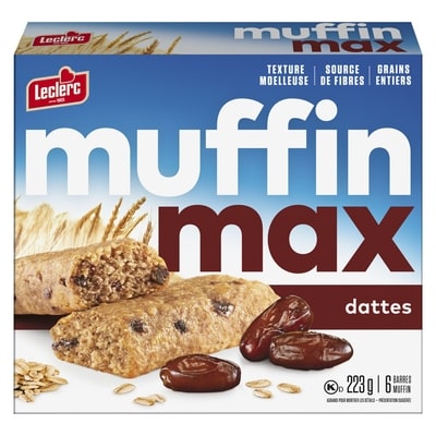 Leclerc Barres Muffin Max Chocomax aux dattes 223 g, 2,01 $/100g