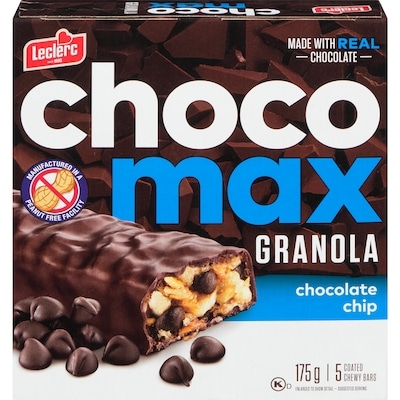 Leclerc Coated Chewy Bars Granola Chocolate Chip 175 g, $2.57/100g