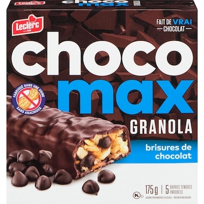 Leclerc Barres Chocomax granola, brisures de chocolat 175 g, 2,57 $/100g