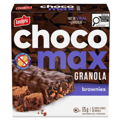 Leclerc Barres Chocomax granola, brownie 175 g, 2,57 $/100g