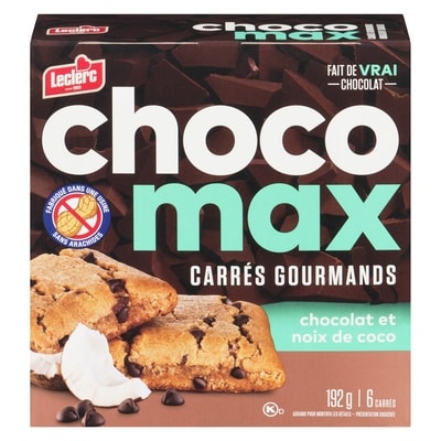 Leclerc Carrés gourmands Chocomax, noix de coco 192 g, 2,34 $/100g