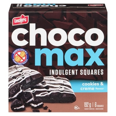 Leclerc Chocomax Indulgent Squares Cookies & Creme Flavour 192 g, $2.34/100g
