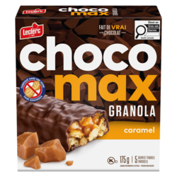 Leclerc Barres Chocomax granola, caramel 175 g, 1,42 $/100g