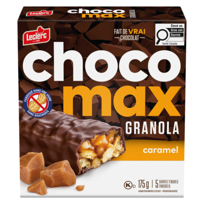 Leclerc Barres Chocomax granola, caramel 175 g, 2,29 $/100g