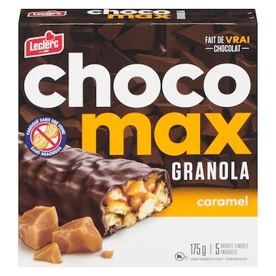 Leclerc Barres Chocomax granola, caramel 175 g, 2,57 $/100g