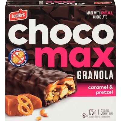 Leclerc Chocomax Coated Chewy Bars Granola Caramel & Pretzel 175 g, $2.57/100g